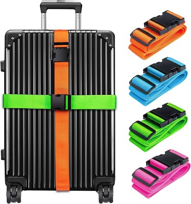 Luggage Straps for Suitcases TSA Approved, Luggage Bands Blue+Orange+Pink+Green