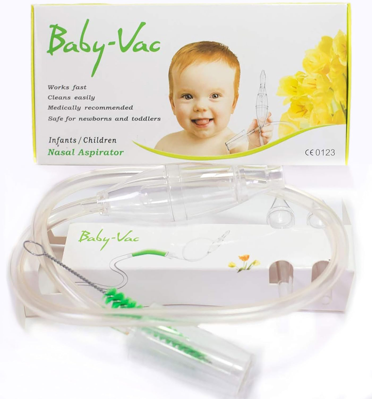 Clinically Tested Baby Nasal Aspirator - Vacuum-Powered Nose Sucker with Suction Head & Cleaning Brush for Safe and Gentle Relief