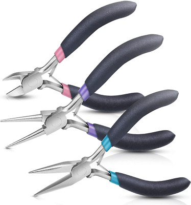 Jewelry Pliers Set,  3Pcs Jewelry Making Tools Kit Includes Needle Nose Pliers, 