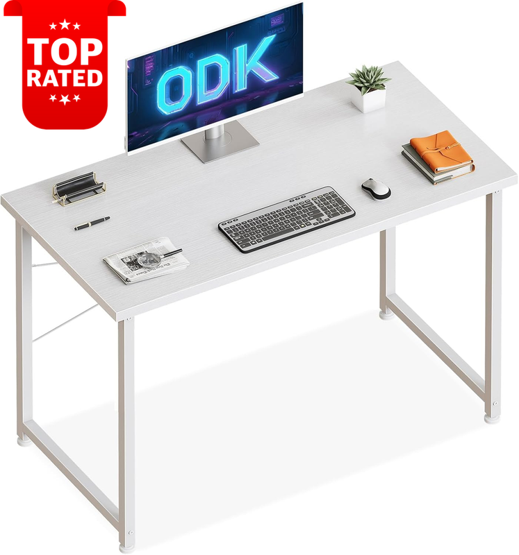 40 Inch Modern Computer Desk Home Office Writing Table Simple White 100x48x74 cm
