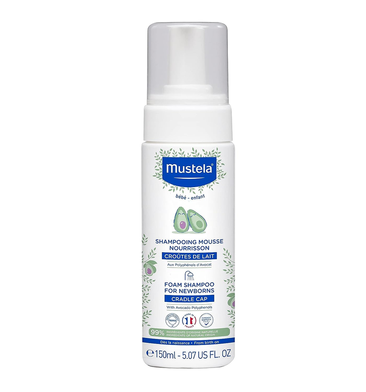 Mustela Cradle Cap Foam Shampoo for Newborn - Baby Shampoo with Natural Avocado