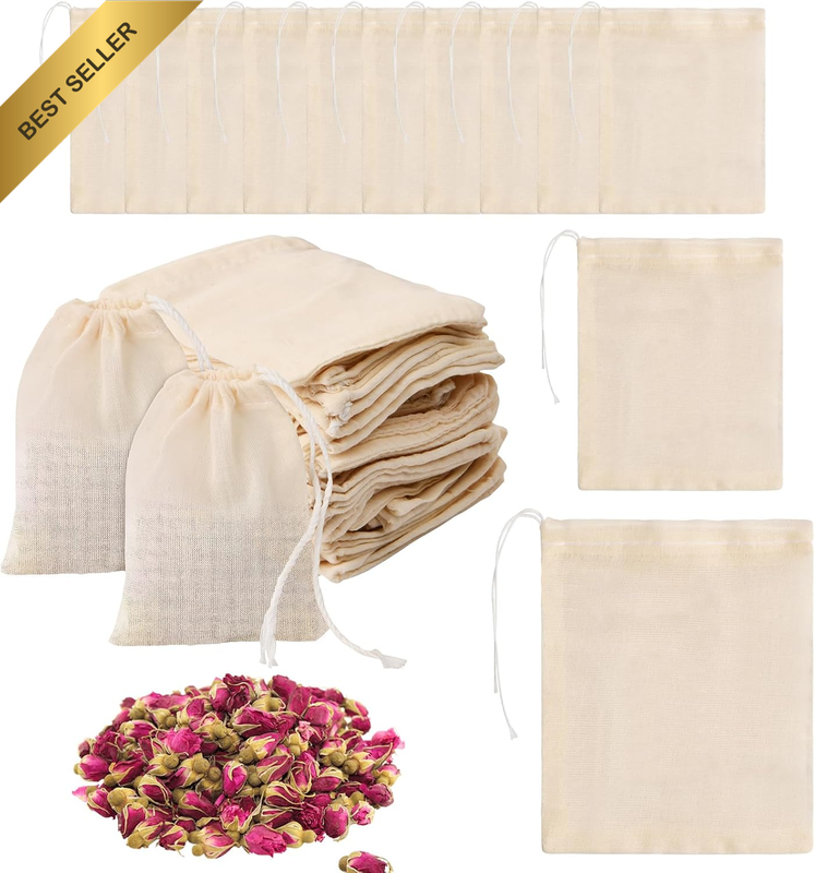 30Pcs Spice Bags, Bags for Cooking, Cotton Muslin Bag with Drawstring, Tea Filte
