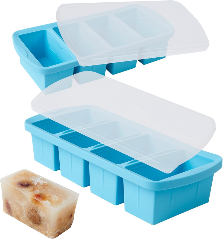 Silicone Freezer Tray with Lid 2 Pack Silicone Freezer Molds - Large Ice Cube Tr