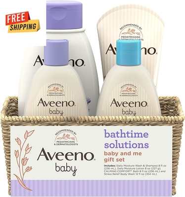 Aveeno Baby Mommy & Me Daily Bathtime Gift Set Including Baby Wash &  Shampoo, Ca