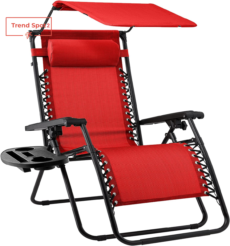 Folding Zero Gravity Outdoor Recliner Patio Lounge Chair W/Adjustable Canopy Sha
