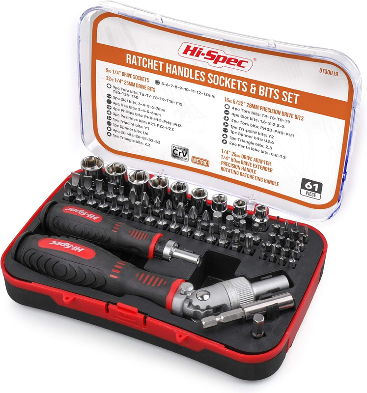Socket Set & Screwdriver Bits with Ratchet Handle, Torx & Small Precision Multib