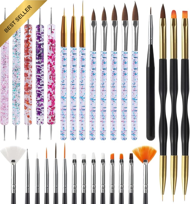 31Pcs Nail Art Brushes, Nail Art Tool Set, Dotting Tools, Dust Brush,Striping Br
