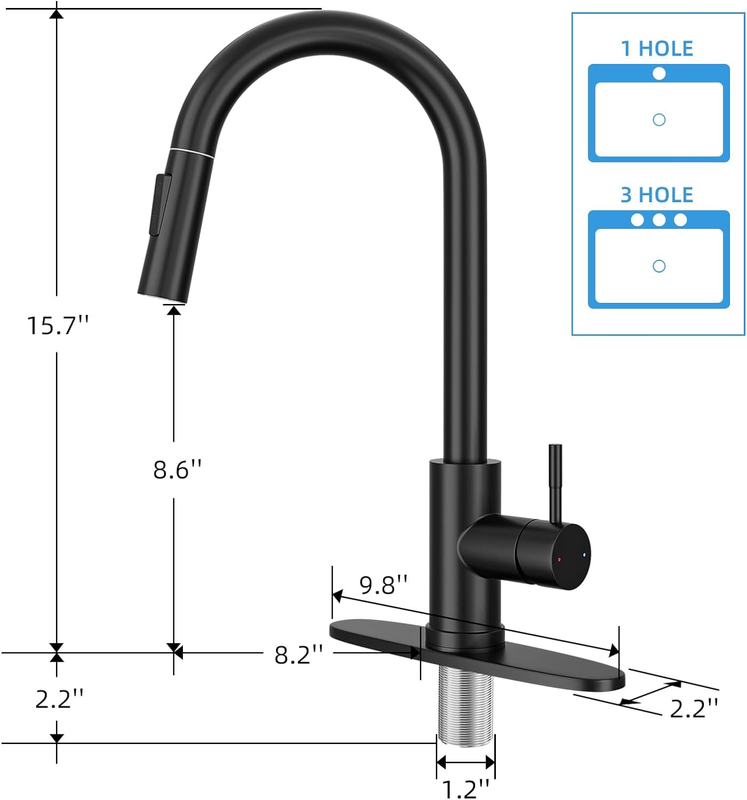 Matte Black Touch Kitchen Faucets with Pull down Sprayer, Touch on Activated Fau