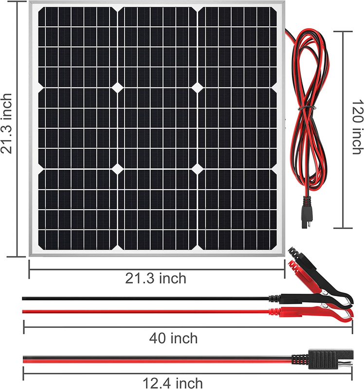 Solar Panel Kit 50W 12V, Solar Battery Trickle Charger Maintainer with Upgrade