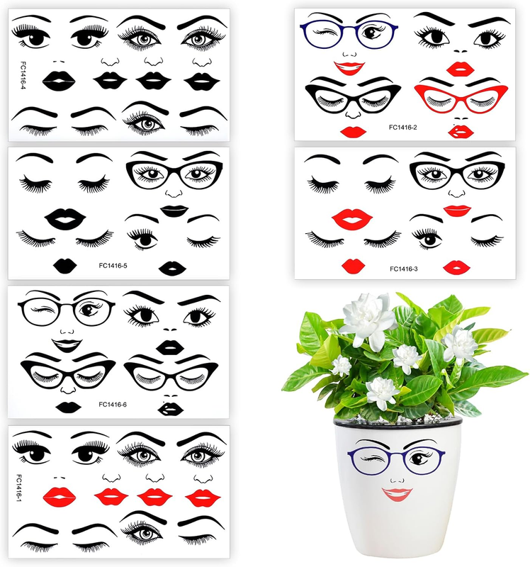 6 Stück Lustige Gesichts Aufkleber Große Gesichts Sticker Set – Augen,Nase,Mund Für Vasen Dekorieren Haushaltsgegenständen