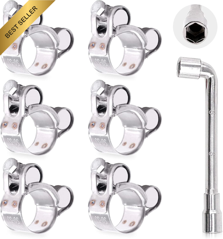 304 Stainless Steel T-Bolt Clamp Heavy Duty T-Bolt Pipe Tube Hose Clamps (6PCS,
