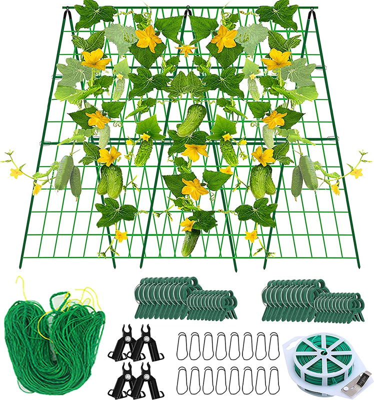59 * 59'' A-Frame Metal Garden Cucumber Trellis Set for Raised Bed-Detachable Cu