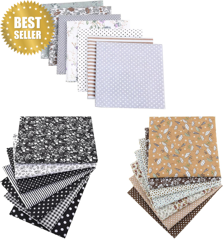 21PK 25Cm Pre-Cut Cotton Fabric Squares, Floral Quilting Bundles