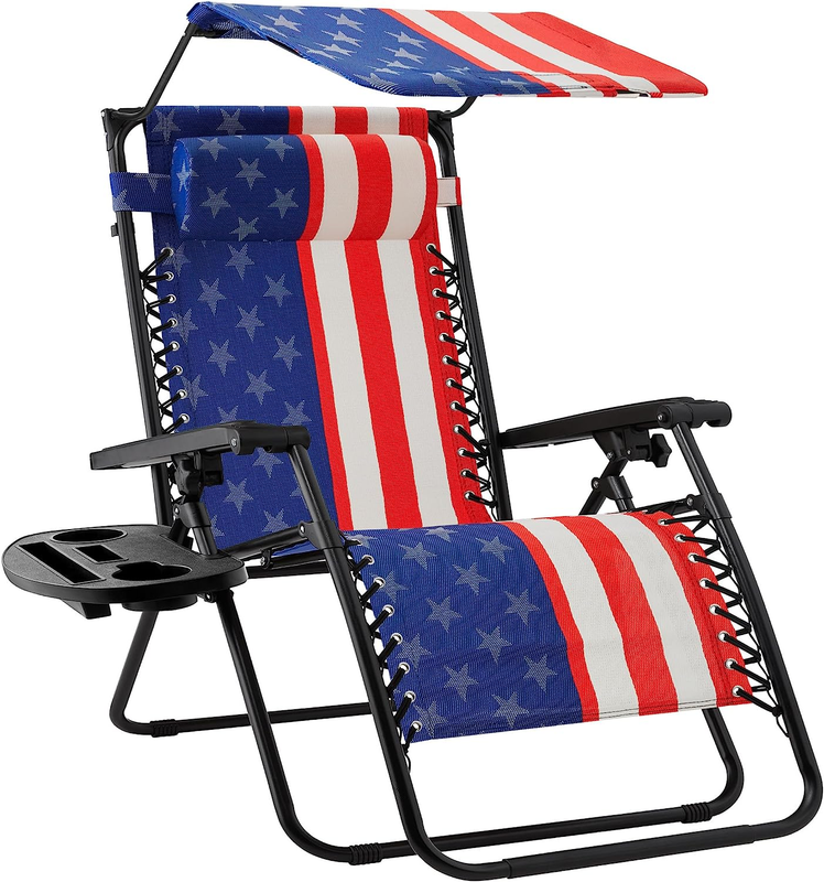 Folding Zero Gravity Outdoor Recliner Patio Lounge Chair W/Adjustable Canopy Sha