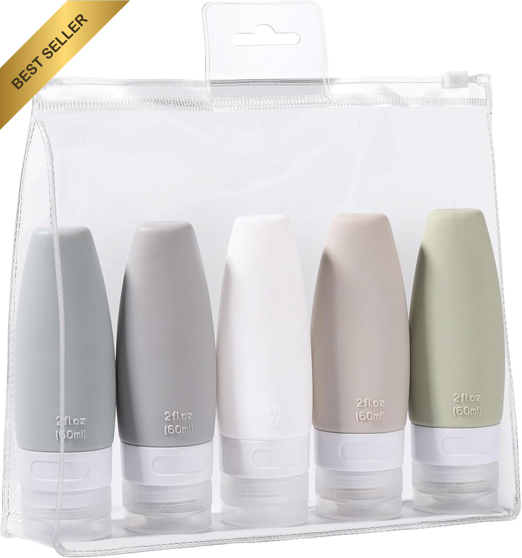 5Pcs Silicone Travel Bottles for Toiletries 60Ml，Refillable Squeeze Bottles Leak