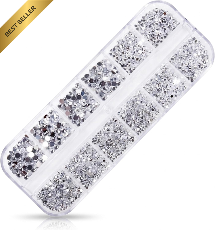 Clear round Flatback Rhinestones 1.5Mm 2Mm 3Mm with Box,  Mixed Size Transparent