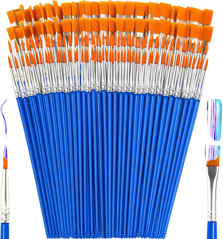 Small Paint Brushes Bulk, 160 Pcs Flat Tip round Acrylic Paint Brushes for Kids