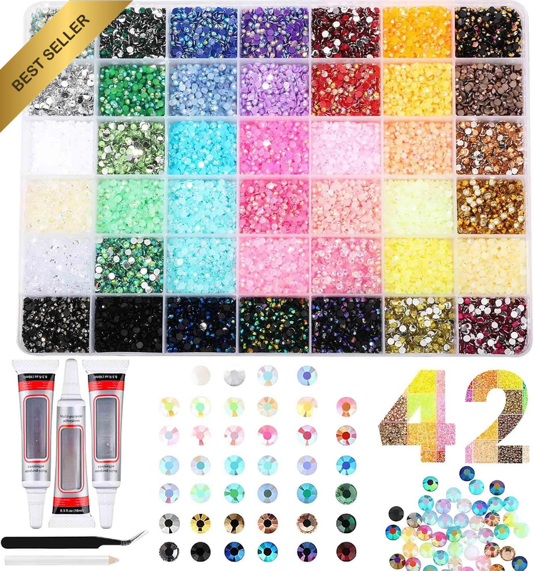 32000Pcs Resin Jelly Rhinestones for Bedazzling 42 Colors 3Mm Gems Kit with Glue
