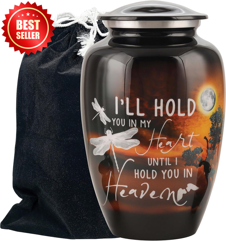 Handcrafted Urn for Human Ashes Adult Male Female Black Memorial US