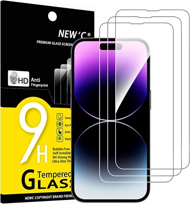 3 Pack HD Clear Tempered Glass Screen Protector designed for iPhone 16 Pro Max