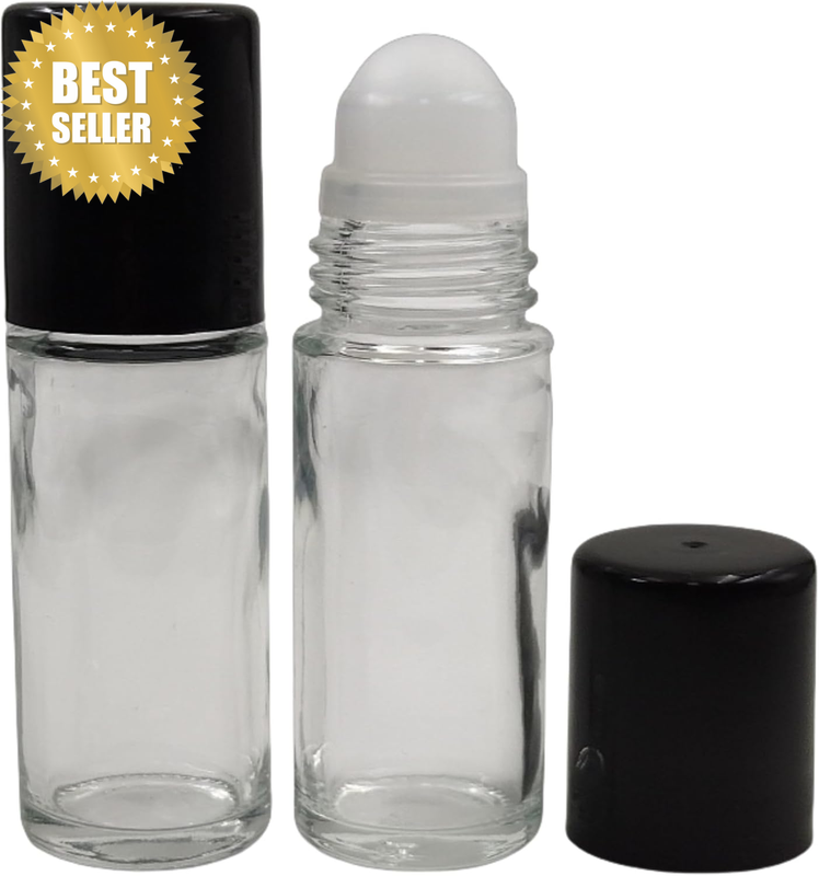 2Packs Glass Roller Bottles 30Ml/1 Oz Plastic Roller Ball for Cosmetics Oils and