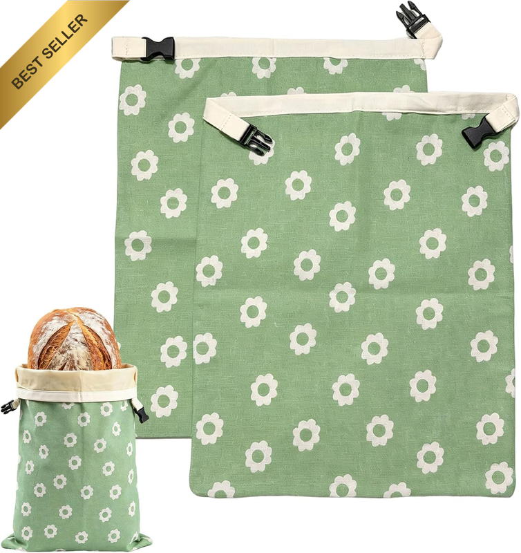 2 Pack Beeswax Bread Bags Reusable Bread Storage Bags Kitchen Use | Lightweight
