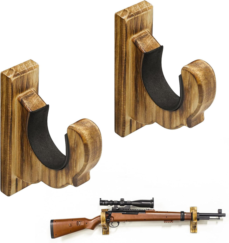 Shotgun Rack Gun Racks Oak Wood 2-Gun Wall Rack - Red Mahogany Finish ...