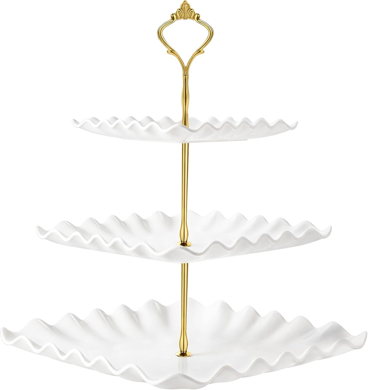 DAFURIET Plastic Dessert Cupcake Stand, 3 Tier Cupcake Tower Holder, White