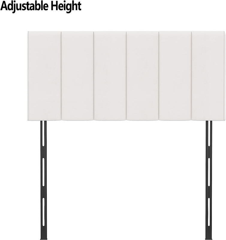 Upholstered King Headboard Foldable White Headboard for King Size Bed Faux Leath