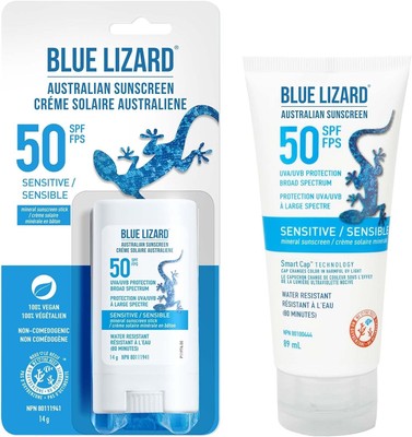 Blue Lizard Sunscreen Sensitive Lotion Duo Pack Face & Body SPF 50, 89ml + 14g