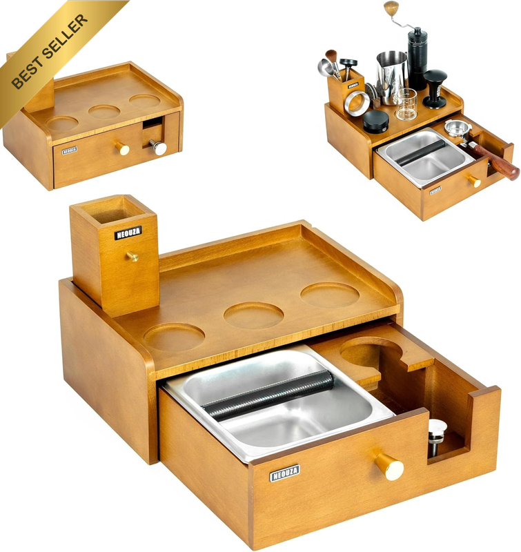 Barista Station with Knock Box Tamper Stand Fits 51 54 58Mm Portafilter