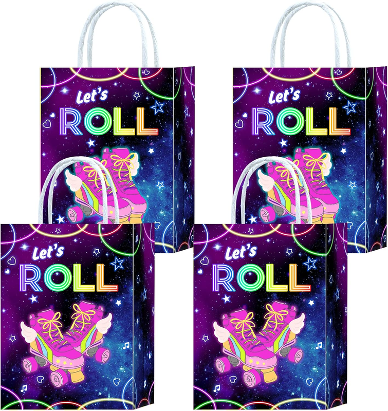 16 Pieces Roller Skates Goody Bags for Roller Skating Birthday Party Supplies,Ro