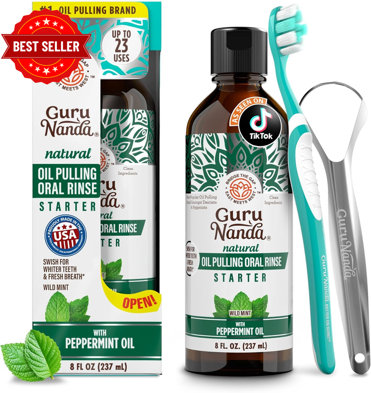 Starter Pulling Oil Mouthwash for Natural Teeth Whitening, Coconut and Peppermin