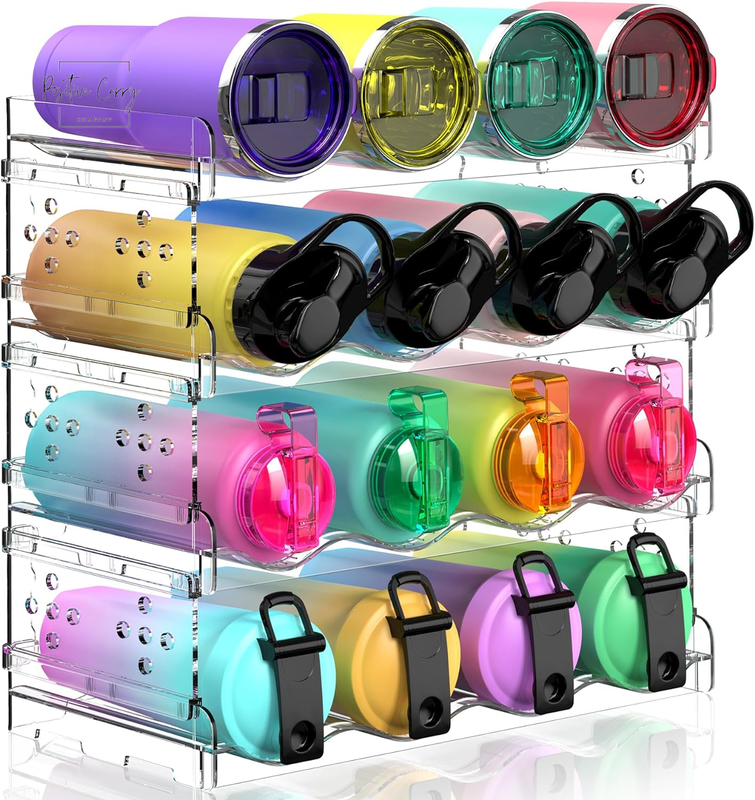 Organizer - 16 Bottles, Stackable Cup Organizer For Cabinet,