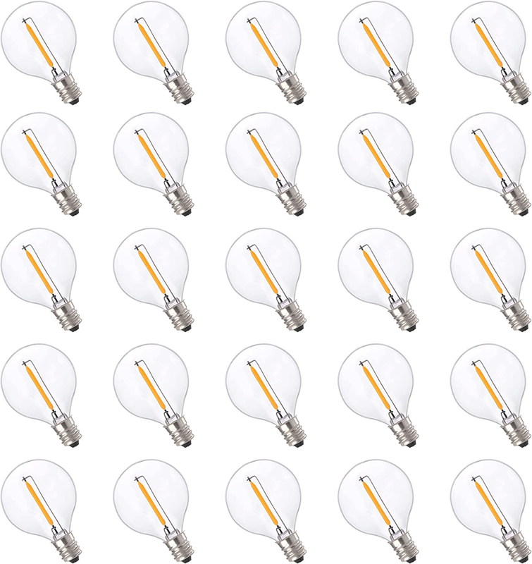 FLSNT LED Replacement Bulbs for Outdoor String Light, G40 Globe LED Candelabra L