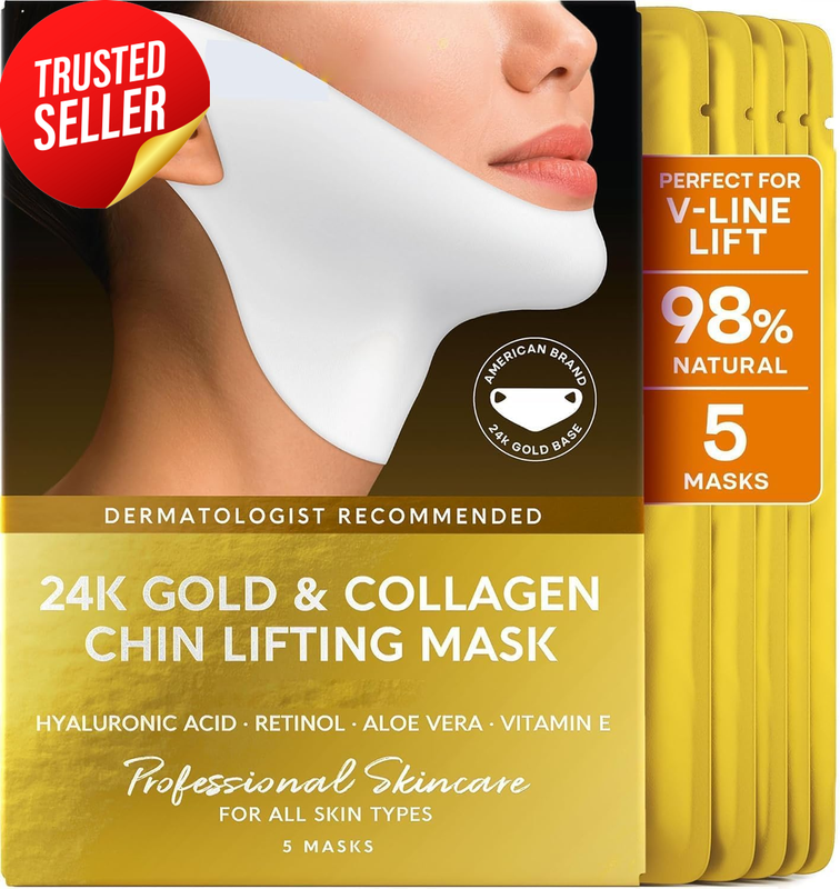V Line Lifting Mask 24K Gold 5pcs Jaw Shaper