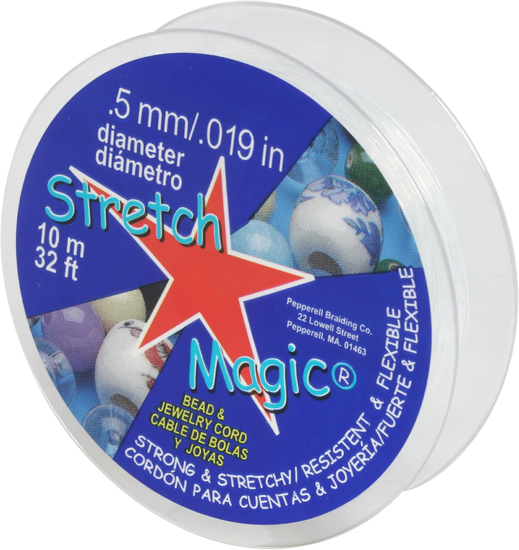 Elastic Beading Cord – Clear Color, 0.5mm in Diameter, 10-Meter (32 ft) - Easy t