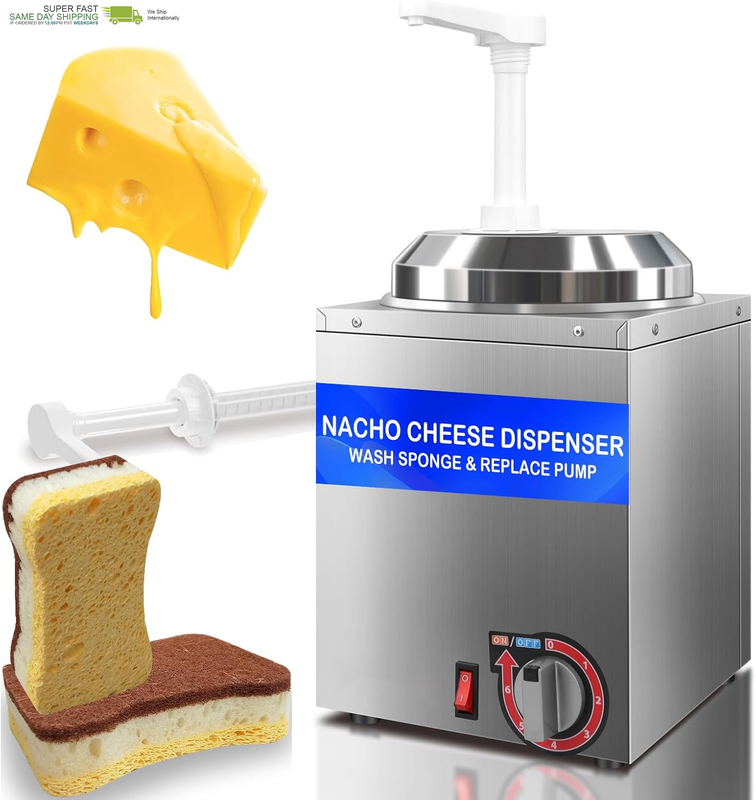 Cheese Warmer with 2.8Qt Capacity,Electric Hot Fudge Dispenser Caramel Butter Sauce Warmer 400W,86-194 F Temp Adjustable for Salad Jam Seasoning Sauce