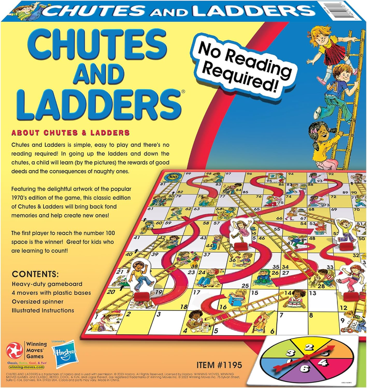 Classic Chutes and Ladders with 1970'S Artwork by Winning Moves Games USA for Ch