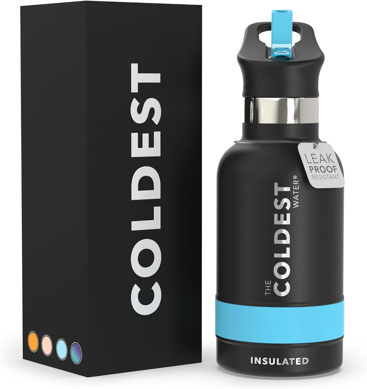 Coldest Water Bottle with Standard Mouth Straw Lid Metal Thermos Vacuum Insulate