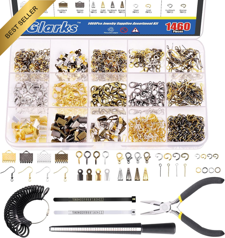1465Pcs Jewelry Making Kit - Includes Pliers, Findings for Making & Repair