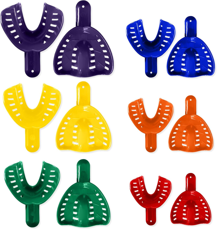 Orthodontic Impression Trays, 12 PCS Multi-Color Plastic U Shape Teeth Holder fo