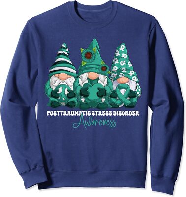 Teal Ribbon Posttraumatic Stress Disorder Awareness Unisex Crewneck Sweatshirt