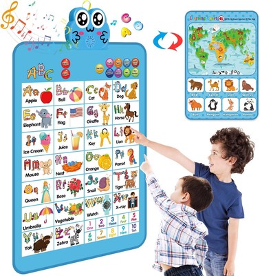 Electronic Interactive Double-Sided Alphabet Wall Chart, Talking ABC & 123 &... 