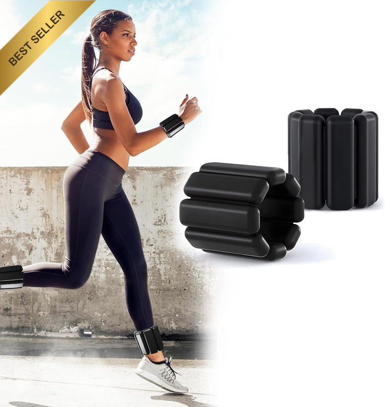Pilates Wrist Ankle Weights for Women,Set of 2 (1Lb Each) Adjustable Wearable An
