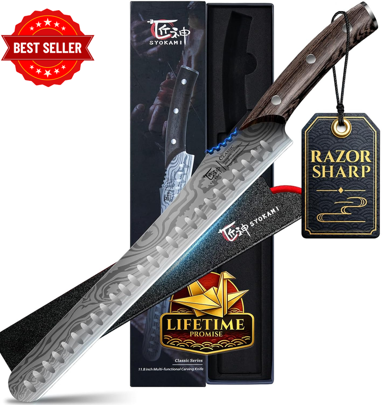 Brisket Slicing Knife, 12 Inch Multifunction Carving Knife for Meat Cutting, Jap