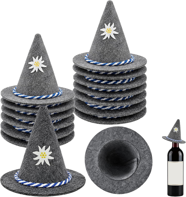 14 Stück Oktoberfest Hexenhut Deko Mini Filzhut Grau 10X8Cm