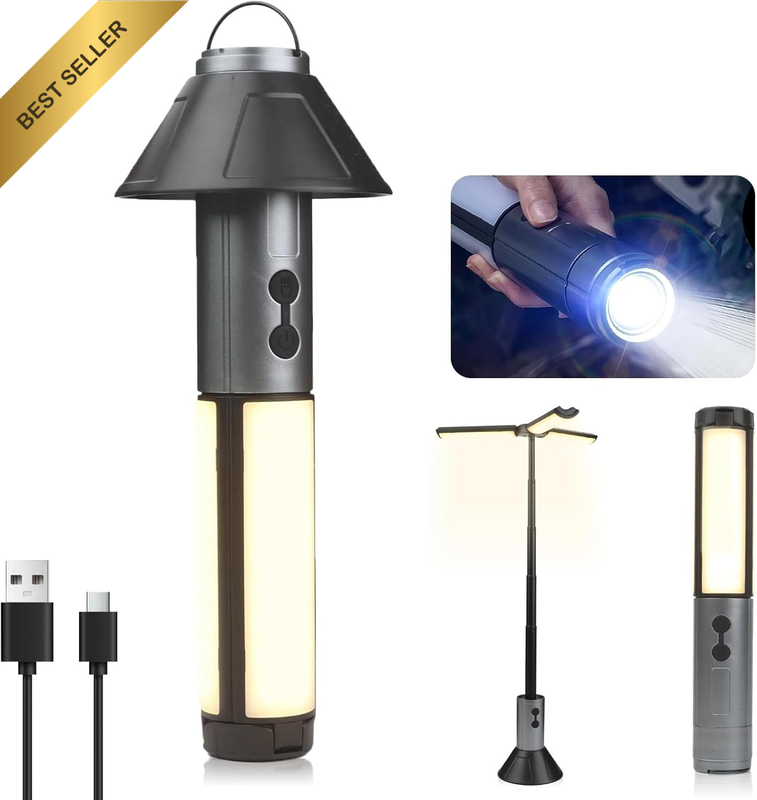 Rechargeable Camping Lantern 3000mAh Telescopic Triple LED Flashlight 5 Modes IP