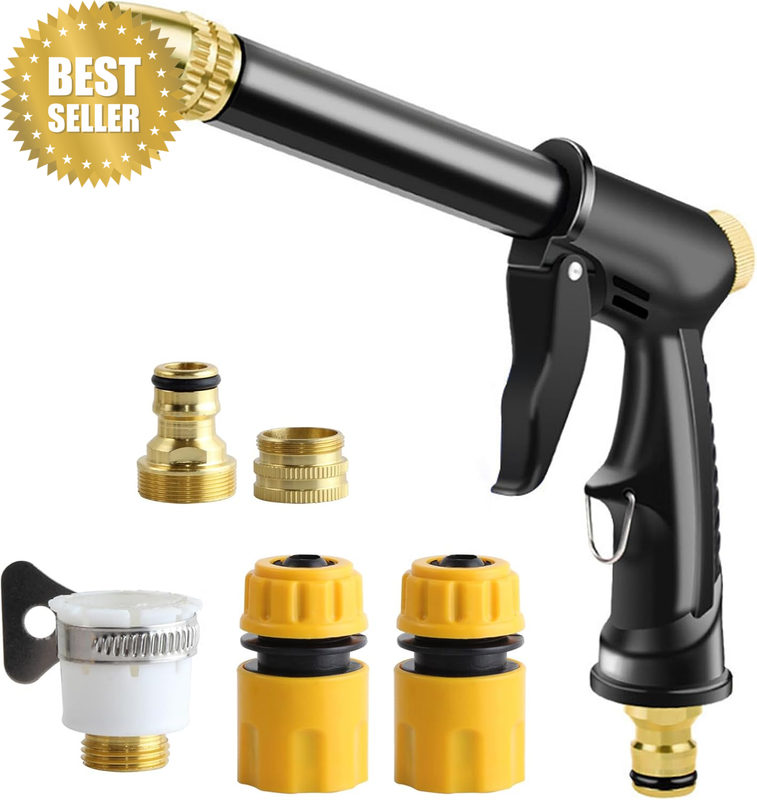 High Pressure Garden Hose Nozzle, Heavy Duty Garden Watering Nozzle Set, Water H