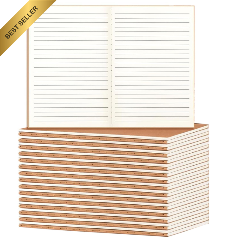 30 Pack A5 Kraft Cover Notebook Bulk, 75G Thick Paper, 5.5 X 8.3 Inch Journal,Li
